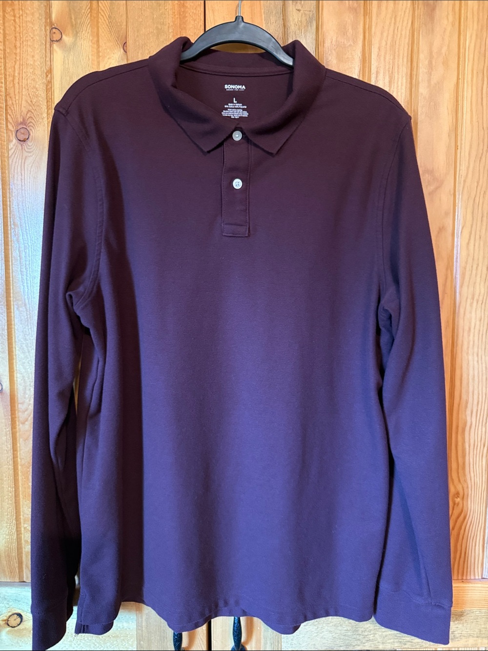 Maroon Sonoma Men's Long-Sleeve Polo Shirt